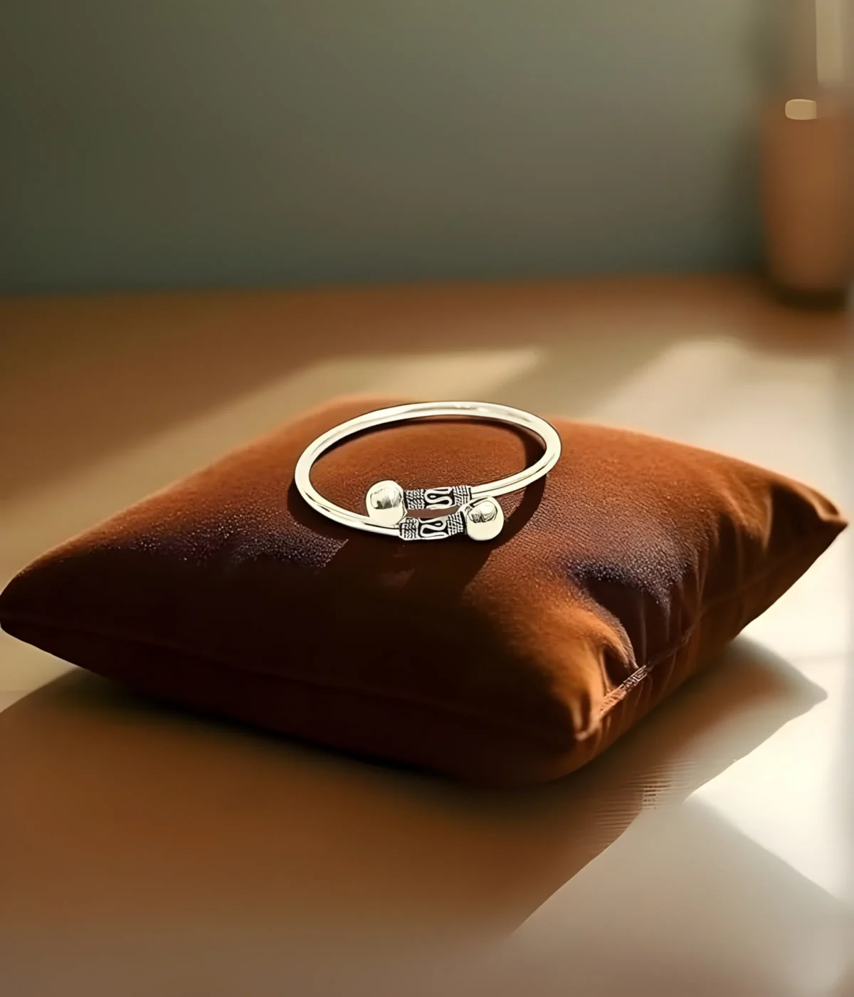 Silver Adjustable Cuff Bangle for Women & Girls | Simple Minimalist Tribal Style Open Kada Bracelet Jewelry Gift (A-44)