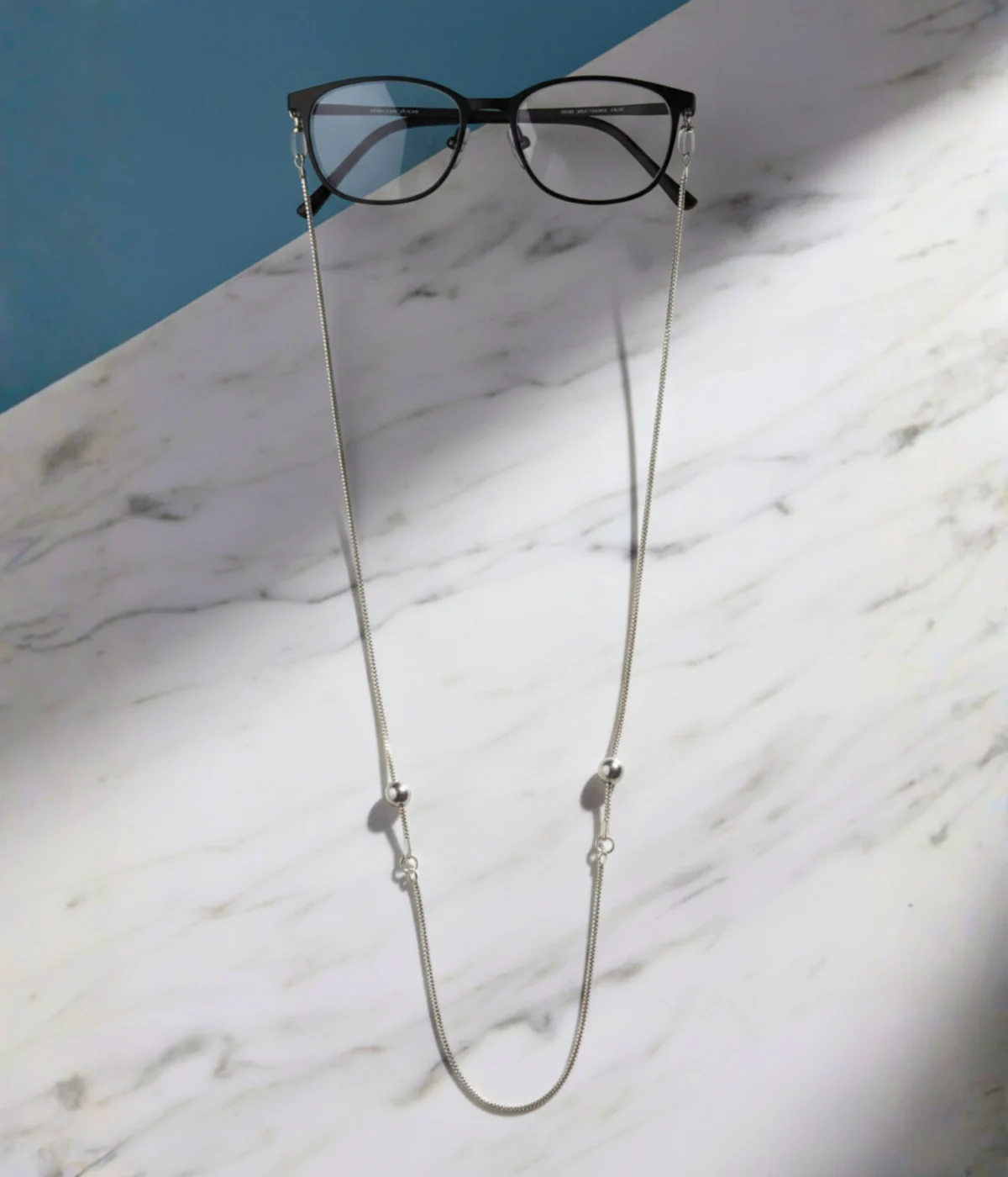 Decorative Silver Eyeglass Chain with Beads | Fashion Glasses Holder Strap