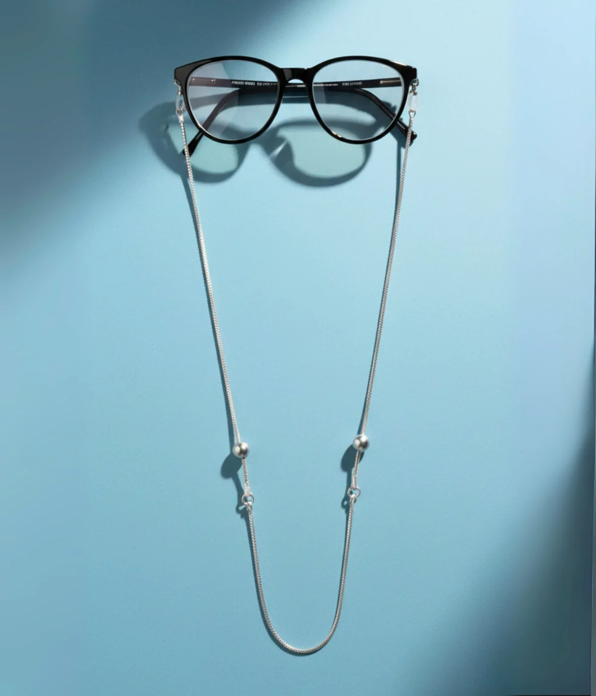 Decorative Silver Eyeglass Chain with Beads | Fashion Glasses Holder Strap