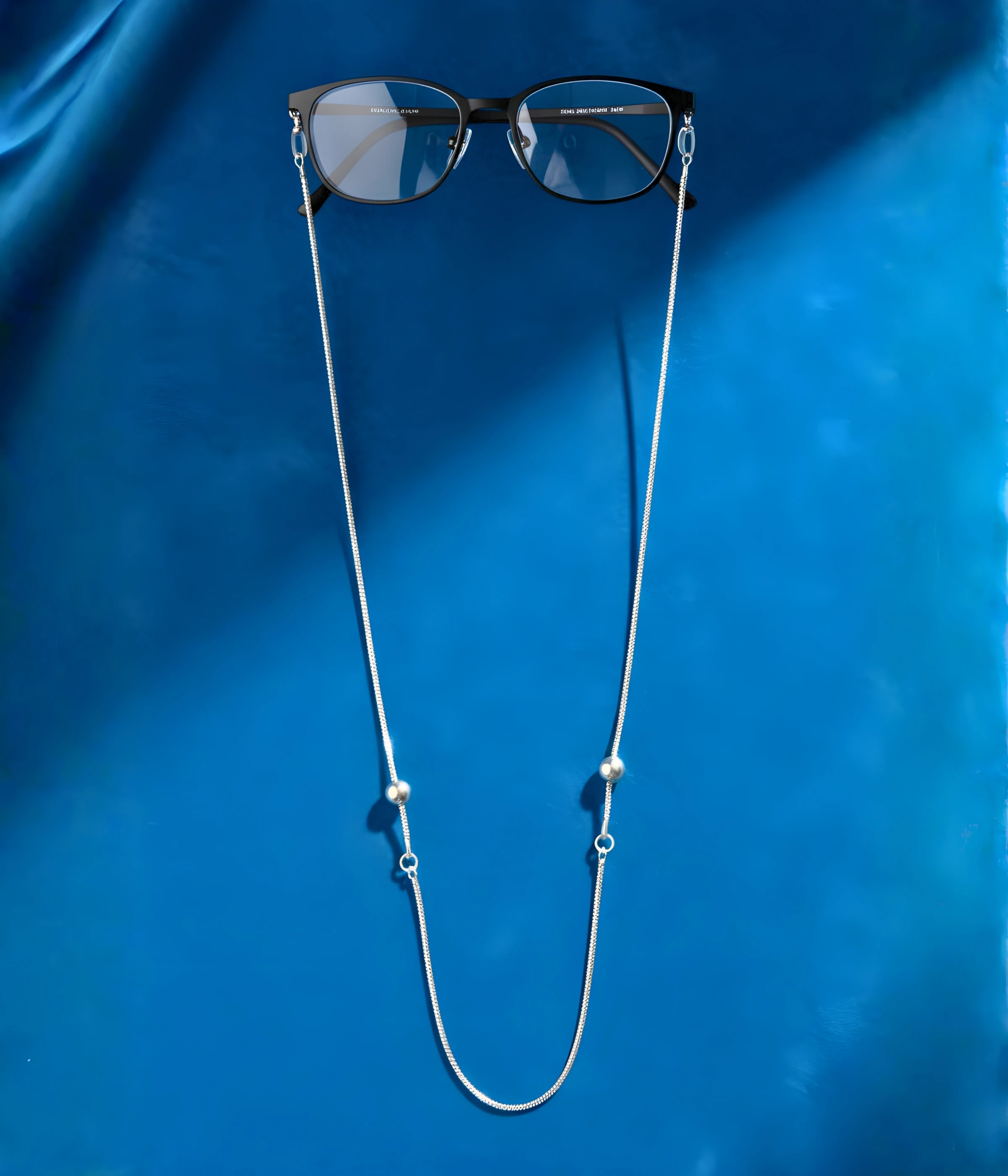 Decorative Silver Eyeglass Chain with Beads | Fashion Glasses Holder Strap
