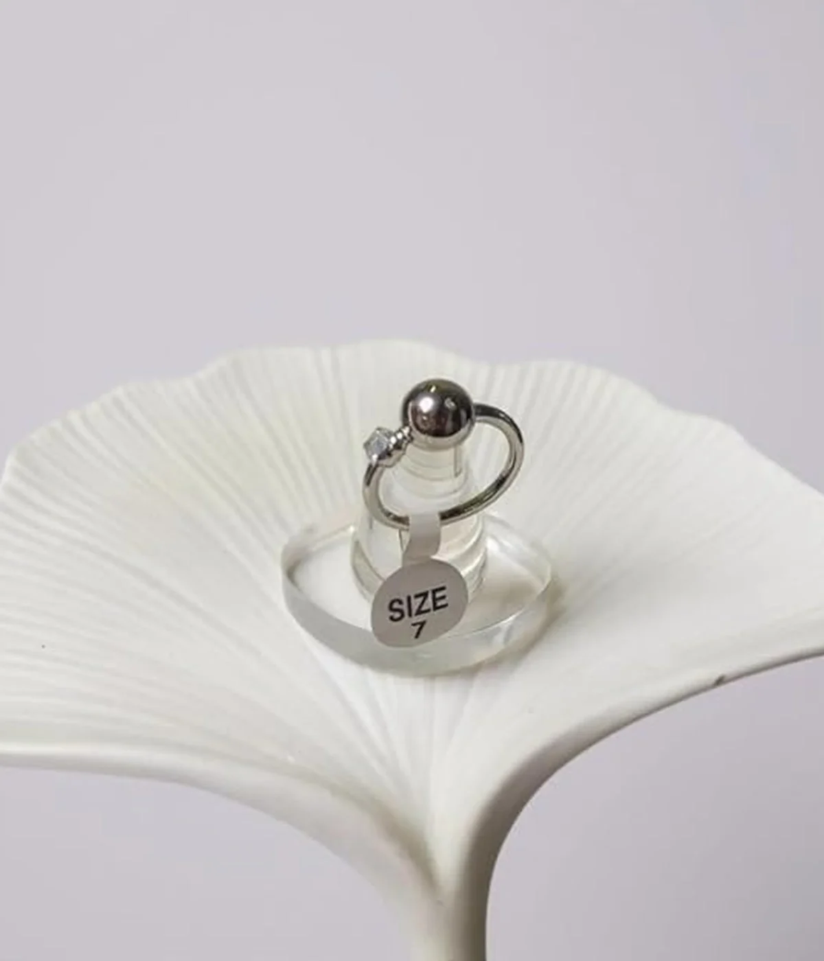 Silver Ring with Crystal Ball Charm and Cubic Zirconia Accent (A-25)