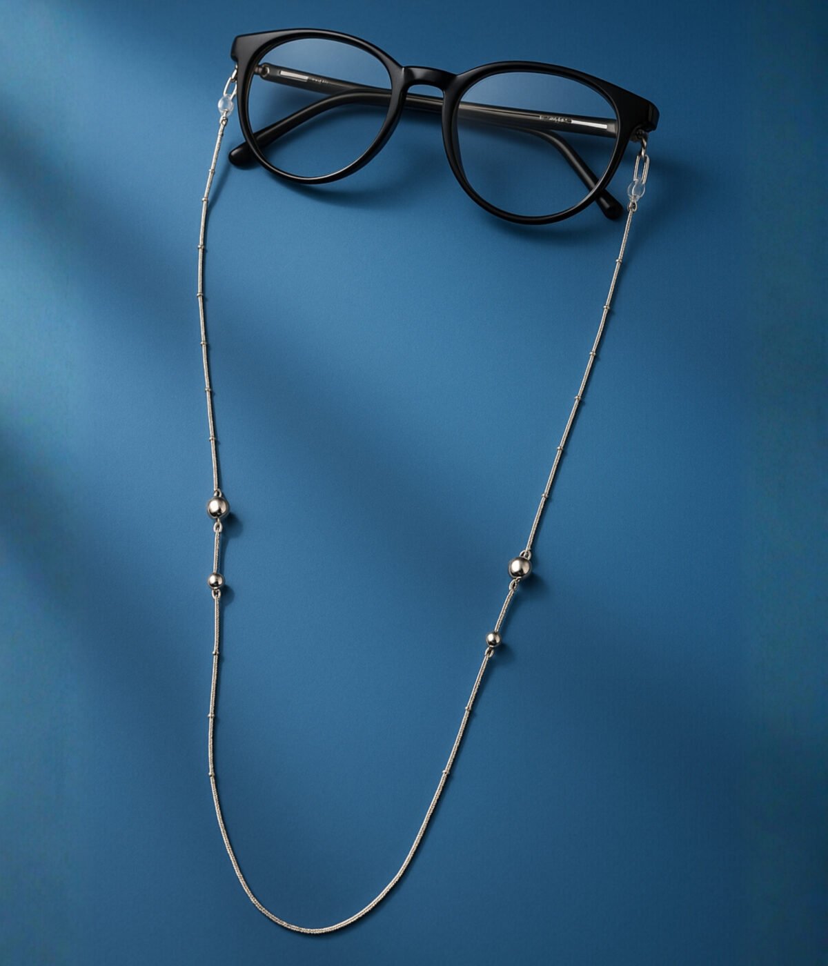 Silver Spectacles Chain, Silver Metal with Beaded Accents, Spectacles Holder Neck Strap | 925 Sterling | Gift