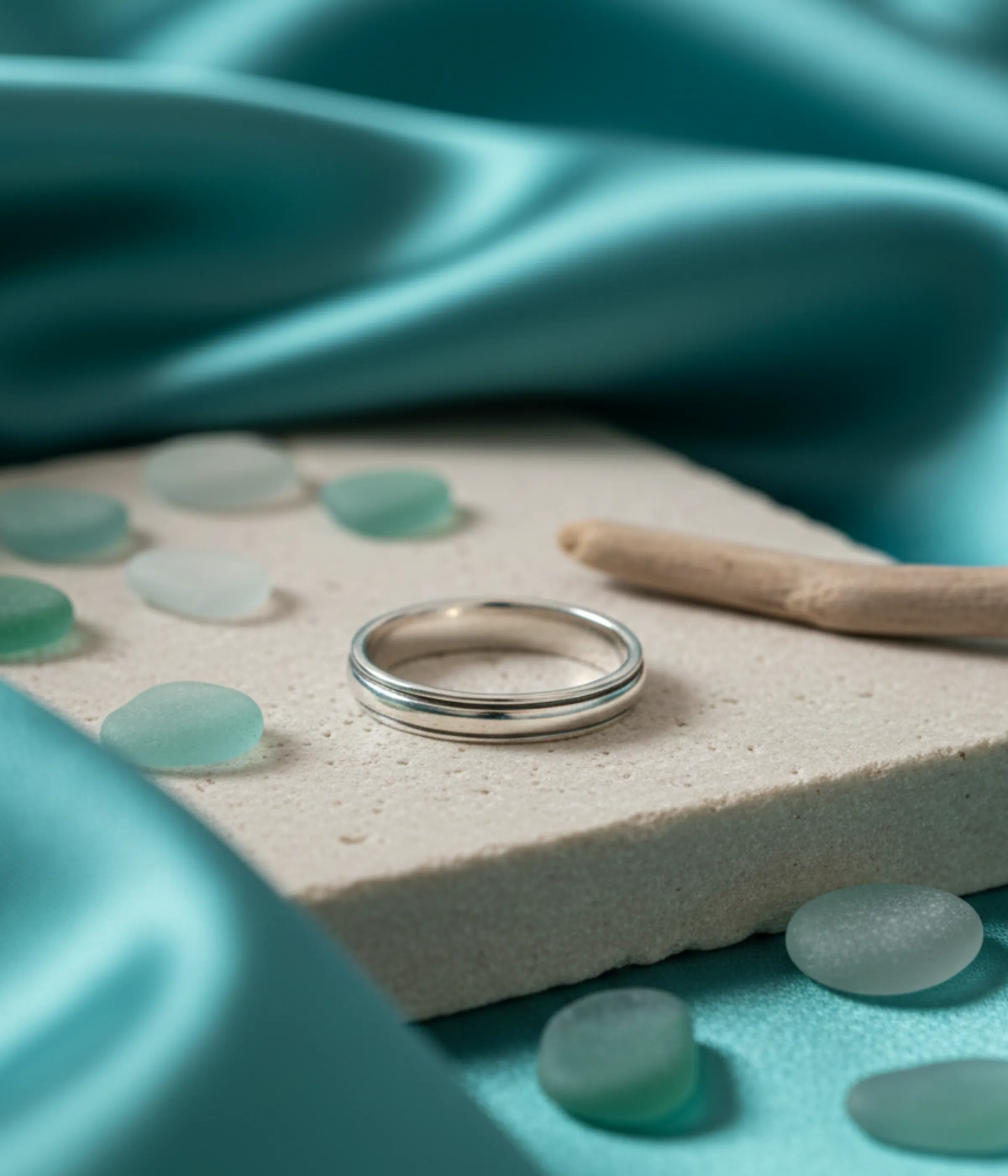 Men's Sterling Silver Grooved Band Ring with a polished finish. The simple, minimalist style features a fine central groove. A classic 925 Silver accessory for everyday wear.