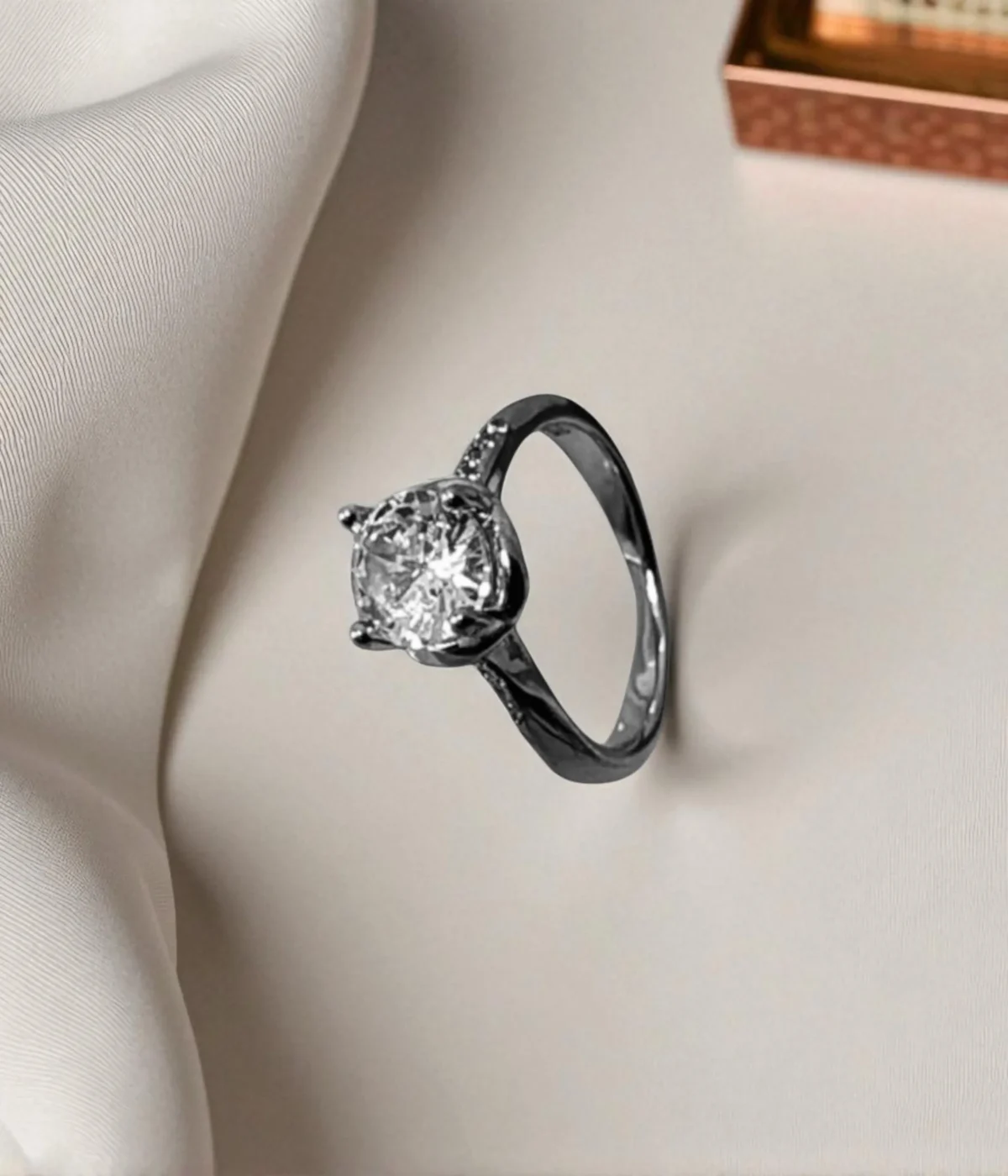 Sterling Silver Solitaire Ring. Classic design with a brilliant Round CZ center stone and Pave accent stones on the band. Ideal Engagement or Promise Ring.