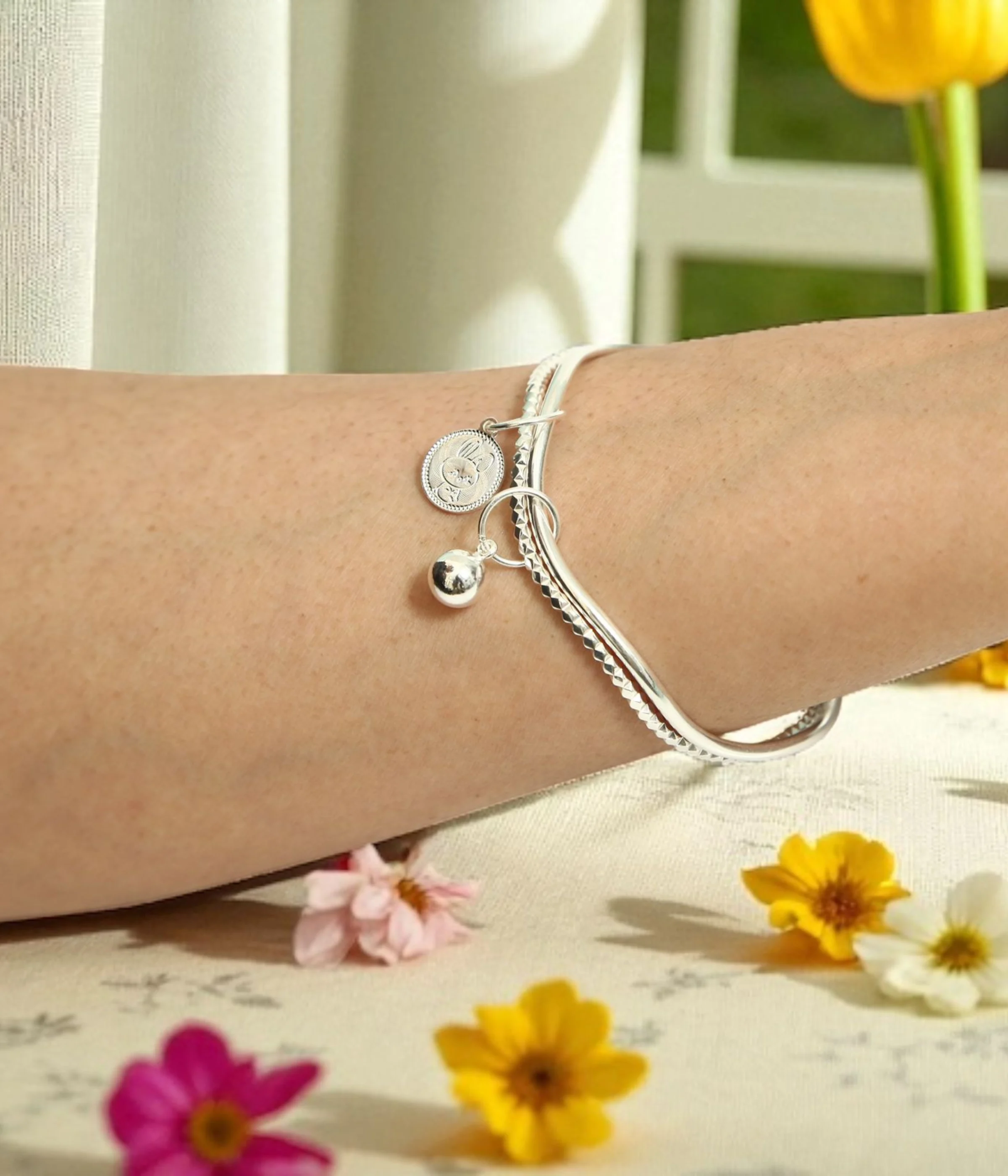 925 Sterling Silver Stacking Bangle Set for women