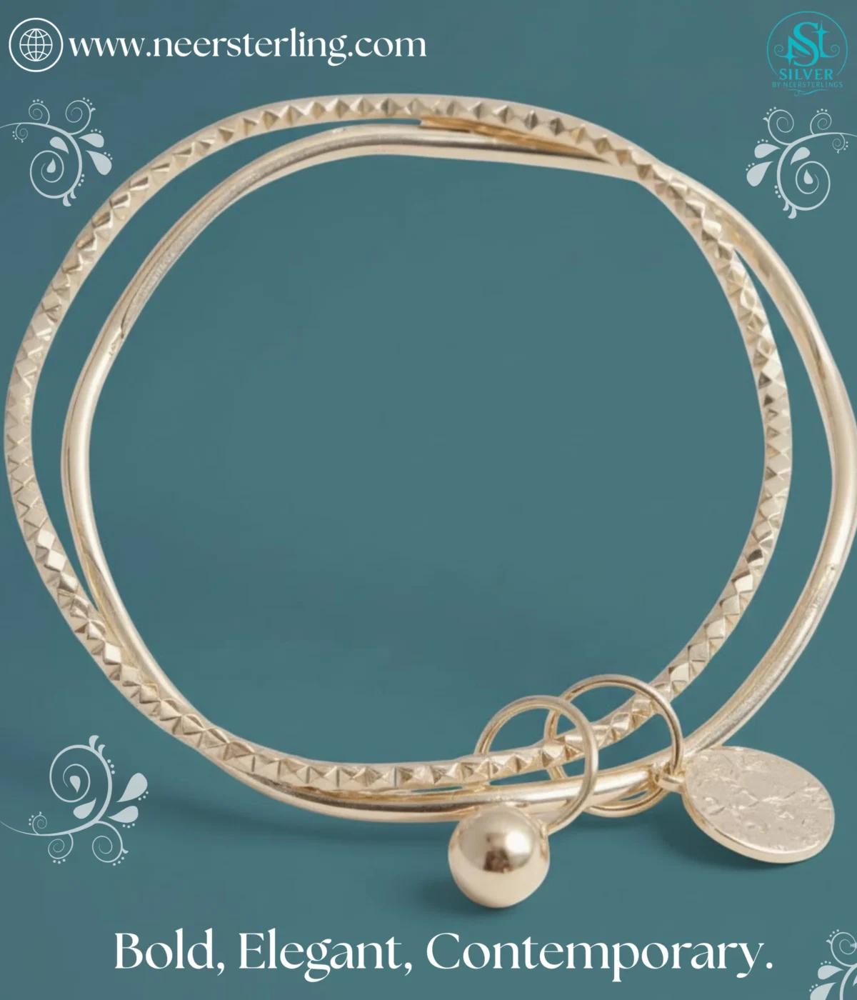 925 Sterling Silver Stacking Bangle Set for women