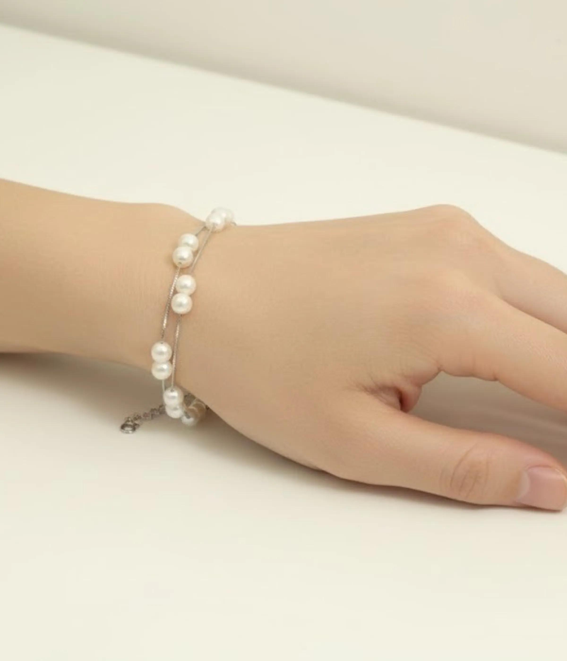 925 Silver Classic Pearl Chain Bracelet 3.9 gm | Minimalist Bridal Jewelry (A-80)