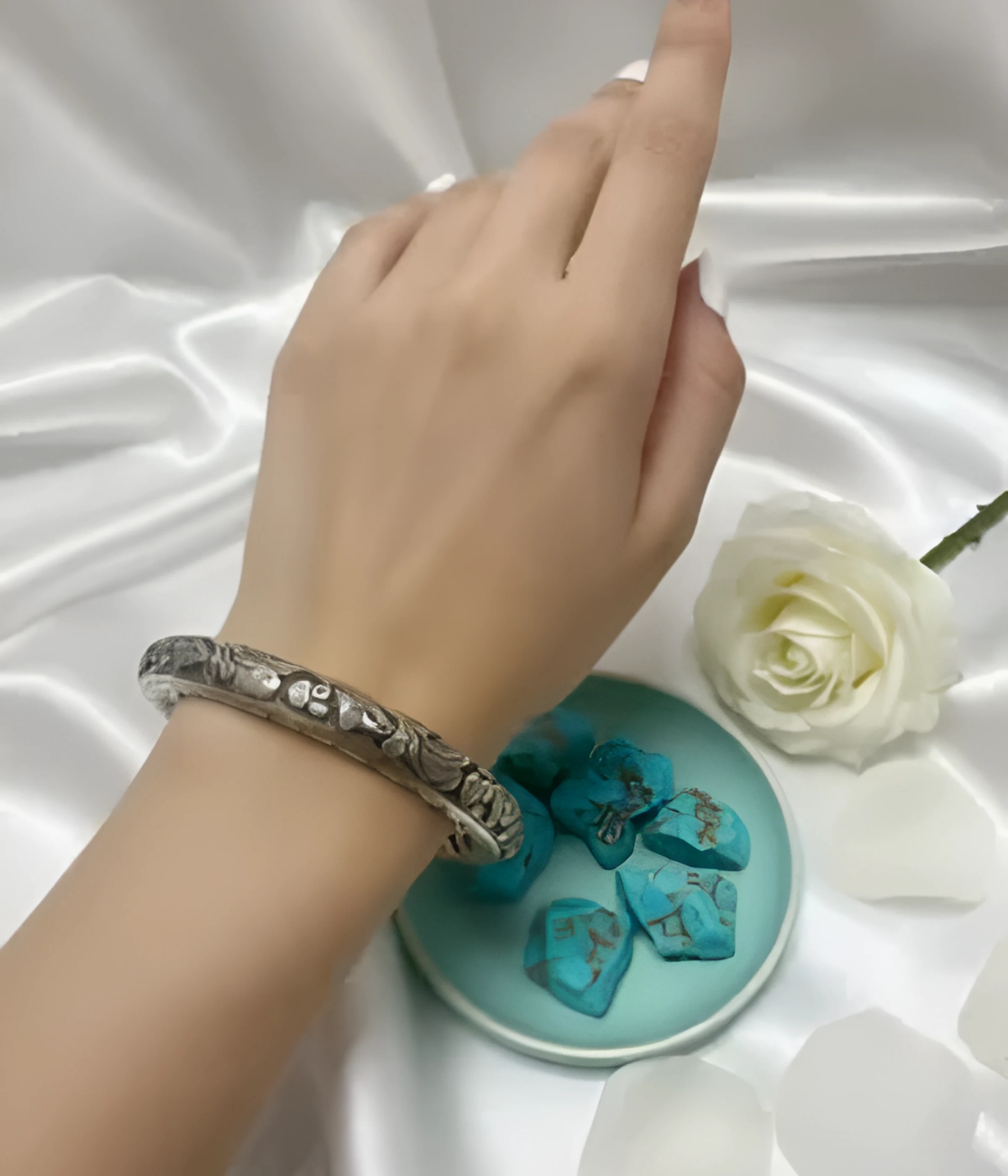 Oxidized Sterling Silver Floral Engraved Cuff Bangle. Vintage statement open bracelet with intricate scrollwork. A unique boho-chic gift in 925 silver.