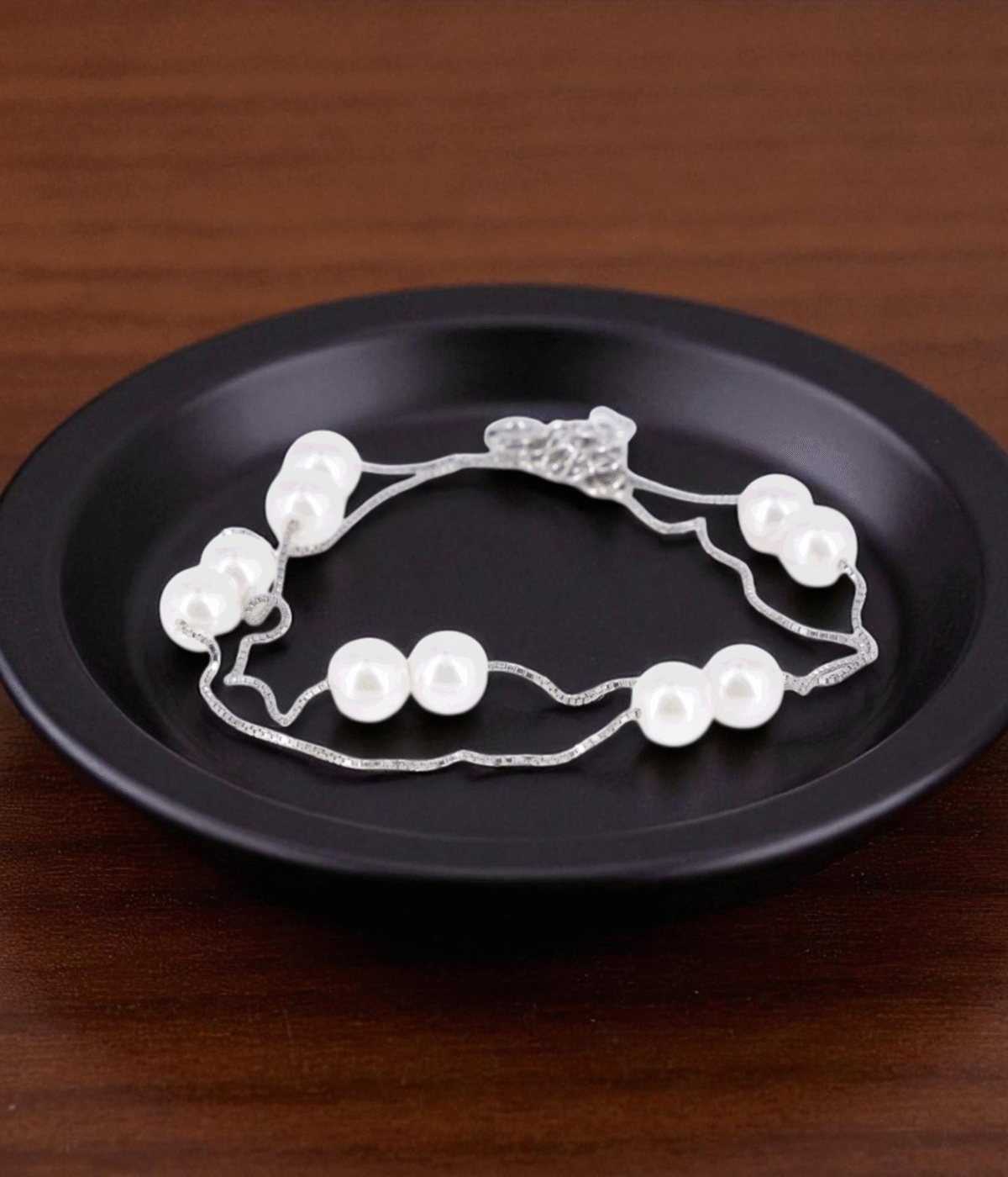 25 Sterling Silver Double-Strand Pearl Bracelet featuring Freshwater Pearls on a minimalist layering chain. Dainty and elegant jewelry gift for women.