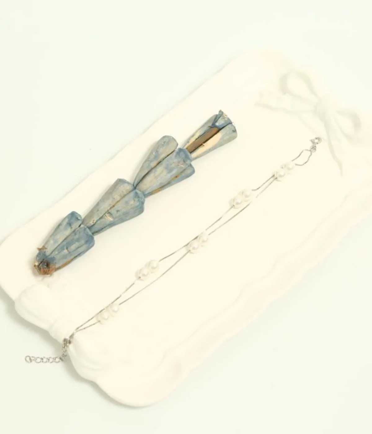 NeerSterling Silver Double Strand Pearl Bracelet with scattered Freshwater Pearls. Dainty layered chain bracelet, ideal for minimalist or bridal jewelry.