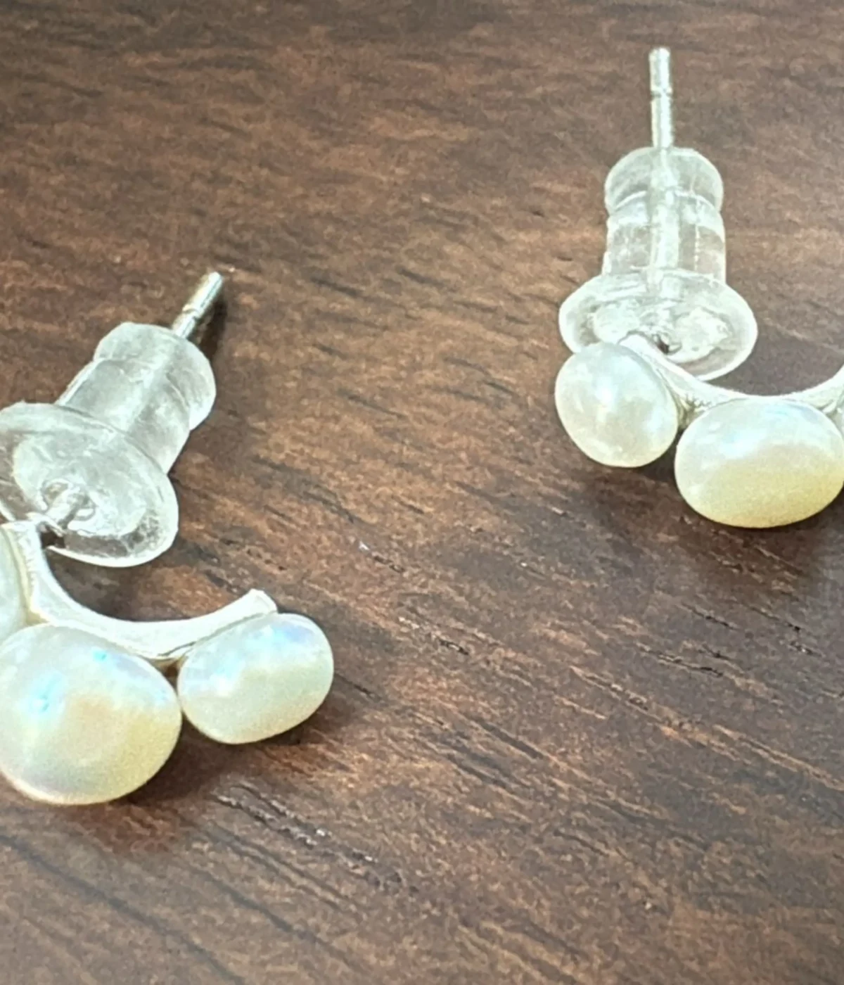 Pearl Cluster Stud Earrings | Silver Trio Bubble Design (A-69)