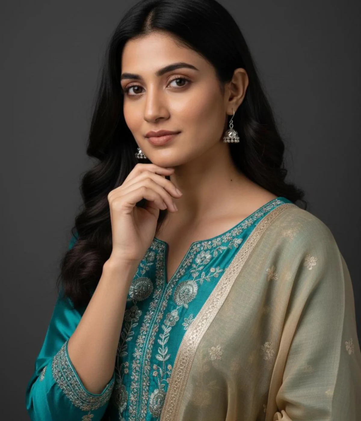 Oxidized Silver Jhumki Earrings (7 gm) in a wooden box. Traditional Indian style with Plain Metal Bell and Metal Bead Dangles. Lightweight Antique Finish jewelry.