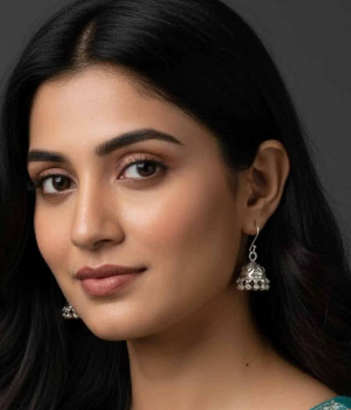 Oxidized Silver Jhumki Earrings (7 gm) in a wooden box. Traditional Indian style with Plain Metal Bell and Metal Bead Dangles. Lightweight Antique Finish jewelry.