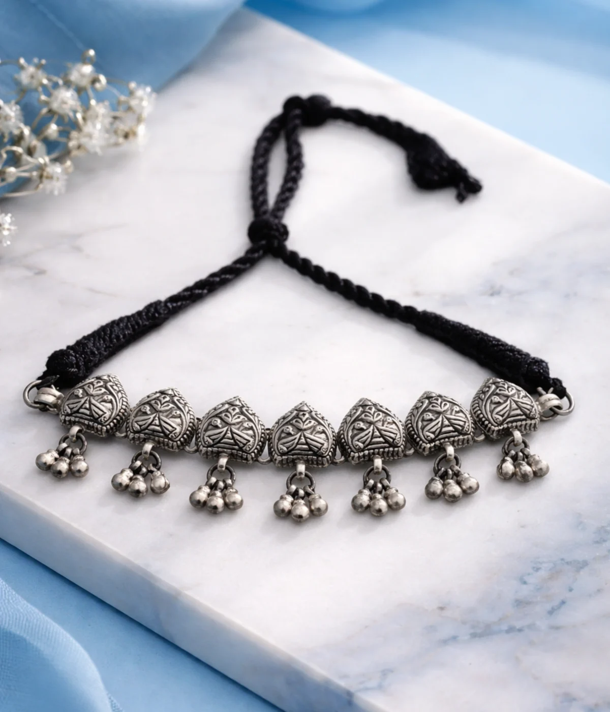Rajvanshi Ghungroo Silver Choker Necklace (A-187 )