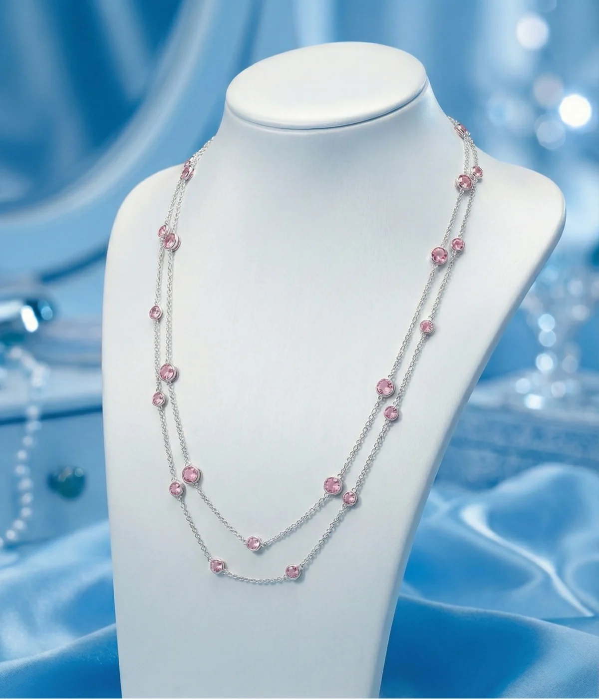 Celeste Pink Orbit Necklace (A-189)