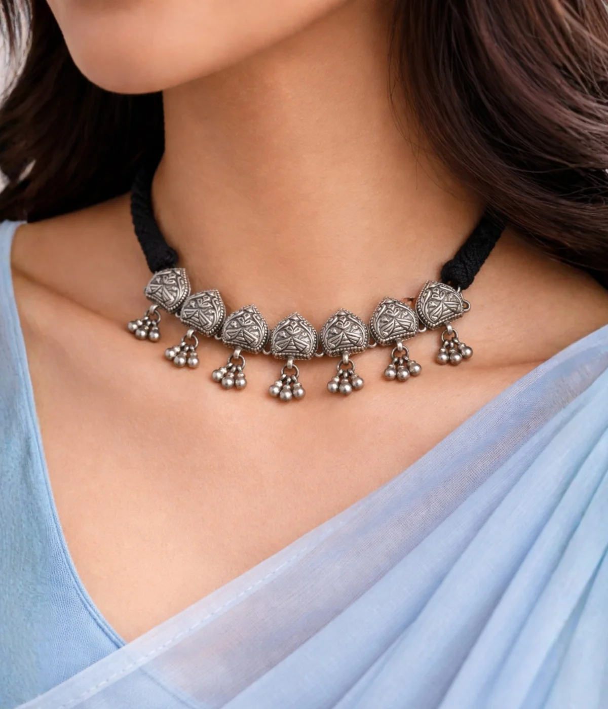 Rajvanshi Ghungroo Silver Choker Necklace (A-187 )