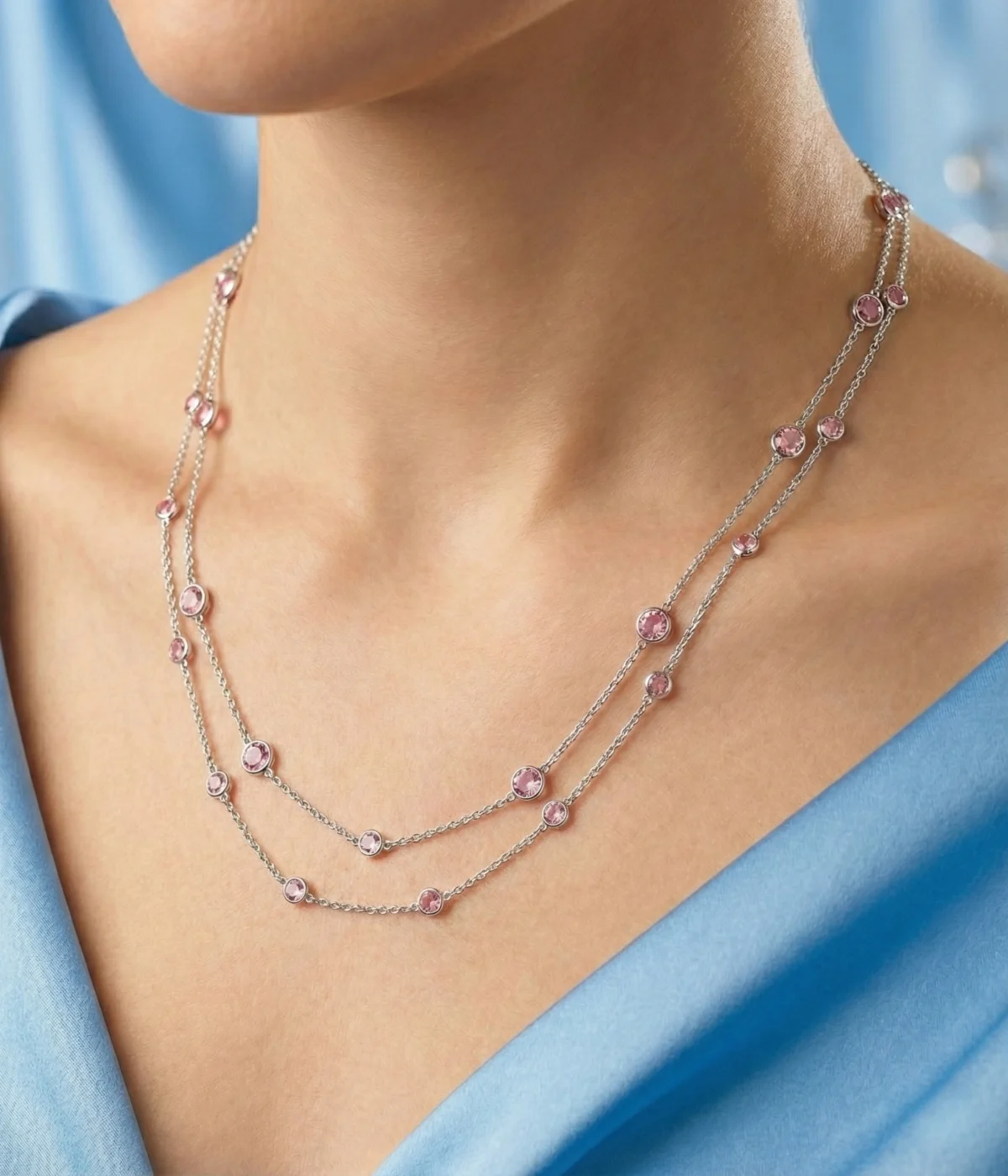 Celeste Pink Orbit Necklace (A-189)
