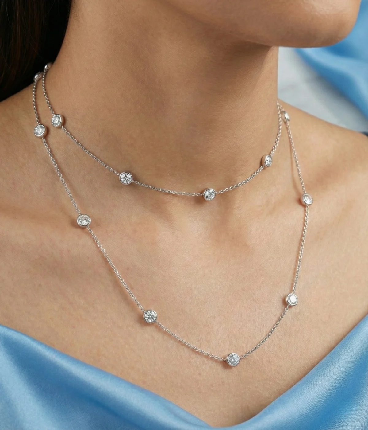 Celeste Zircon Spark Silver Necklace (A-186)