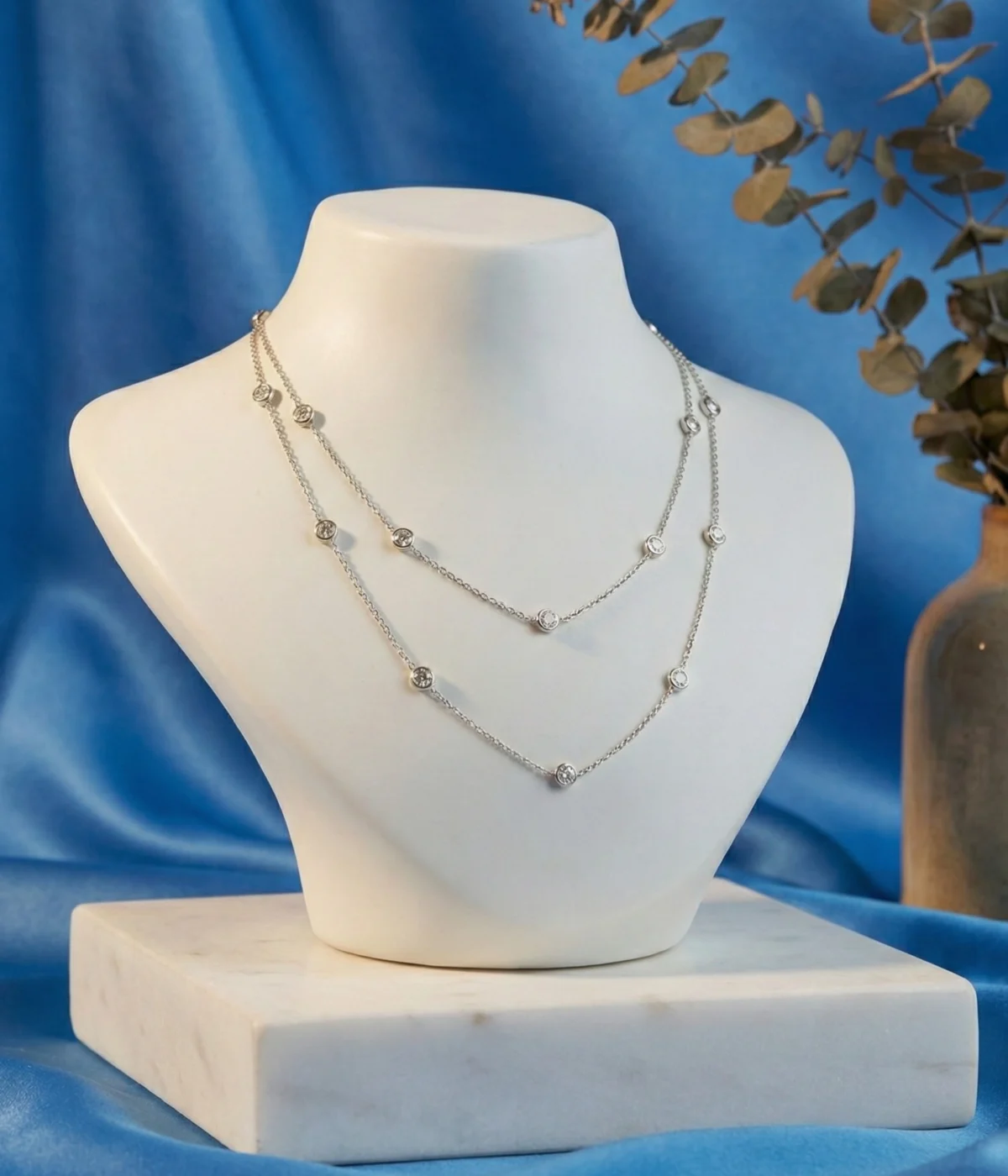 Celeste Zircon Spark Silver Necklace (A-186)