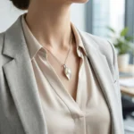 Silver plated necklace with pearl in leaf shaped pendant on delicate chain