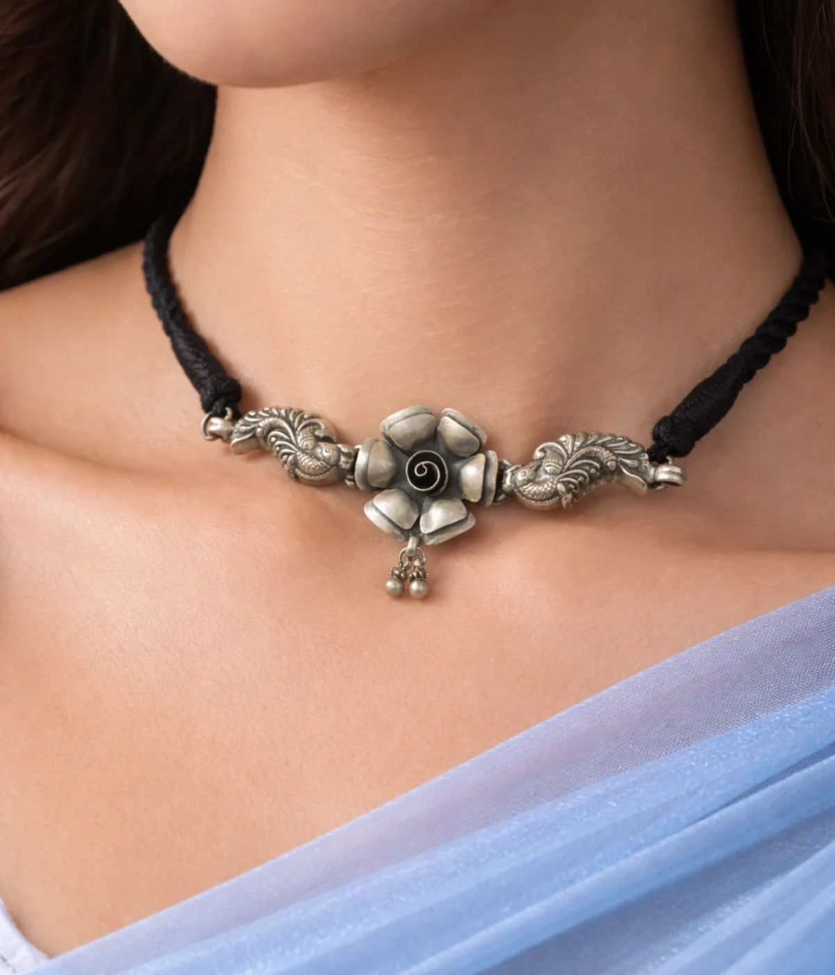 Pushpika Ghungroo Silver Choker Necklace (A-184)