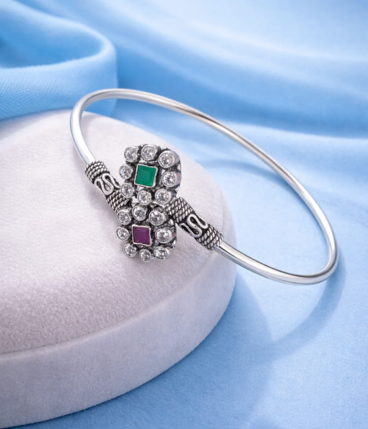 Royal Dual Gem Silver Kada Anklet (A-161)