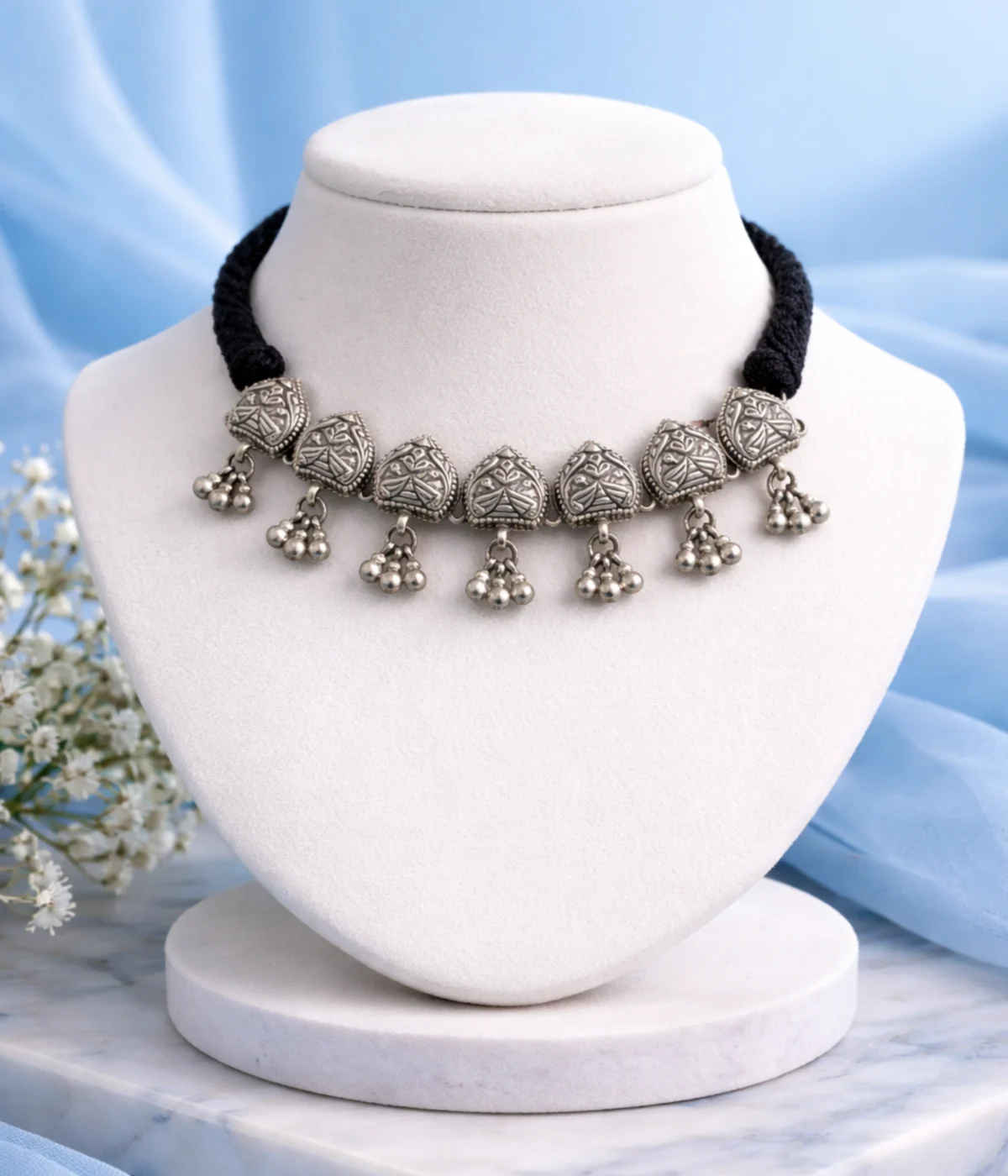 Rajvanshi Ghungroo Silver Choker Necklace (A-187 )