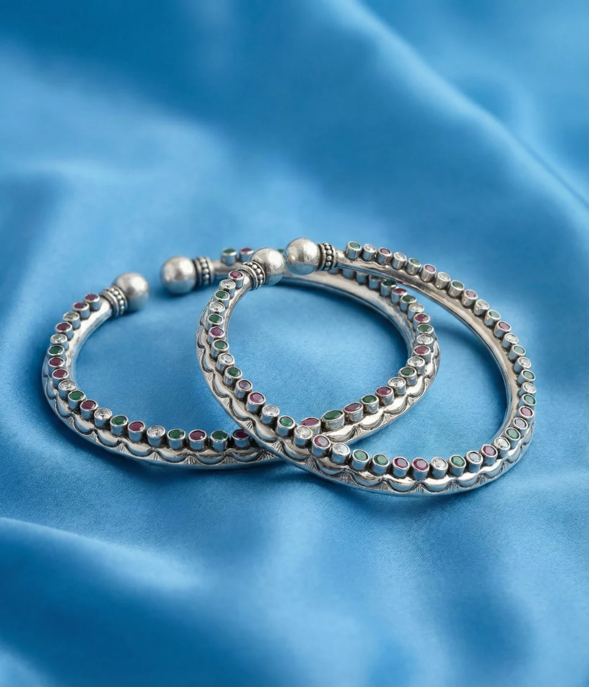 Navrang Heritage Silver Anklet Kada (A-163)