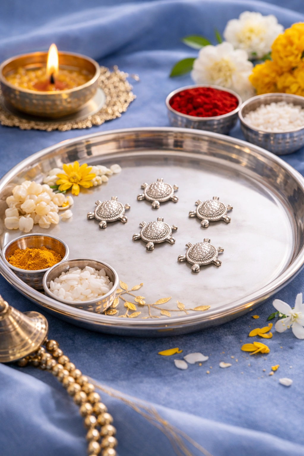 Silver Shubh Tortoise for Pooja Thali (A-9)