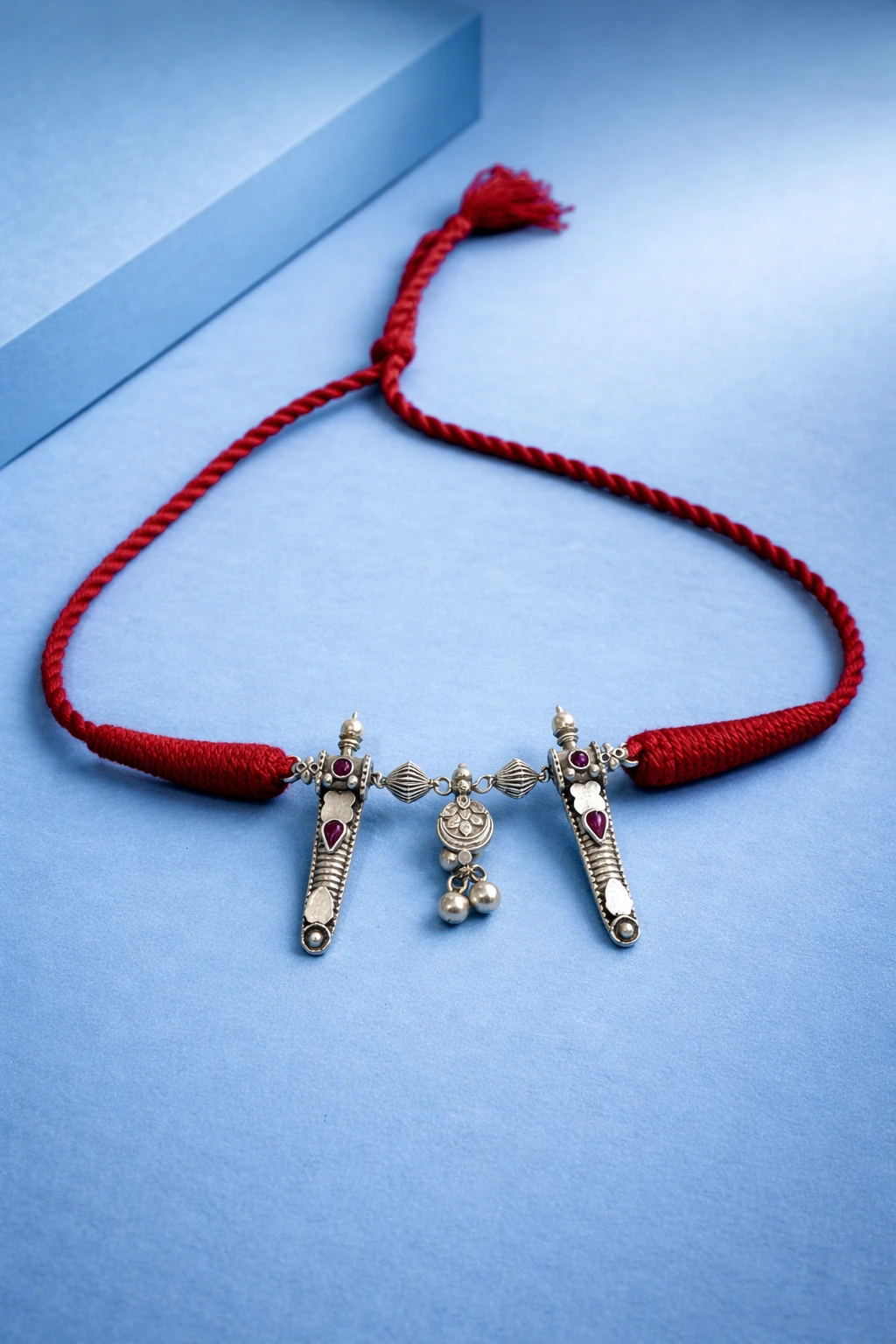 Silver Boho Tribal Choker Necklace (A-76)