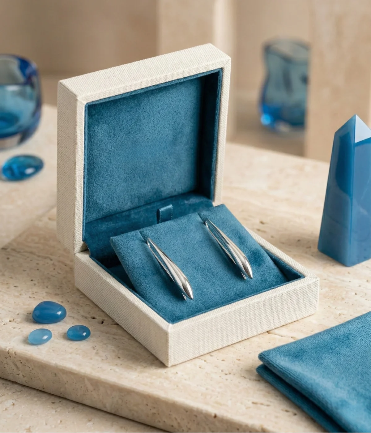 Silver Sleek Teardrop Drop Earrings (A-49)