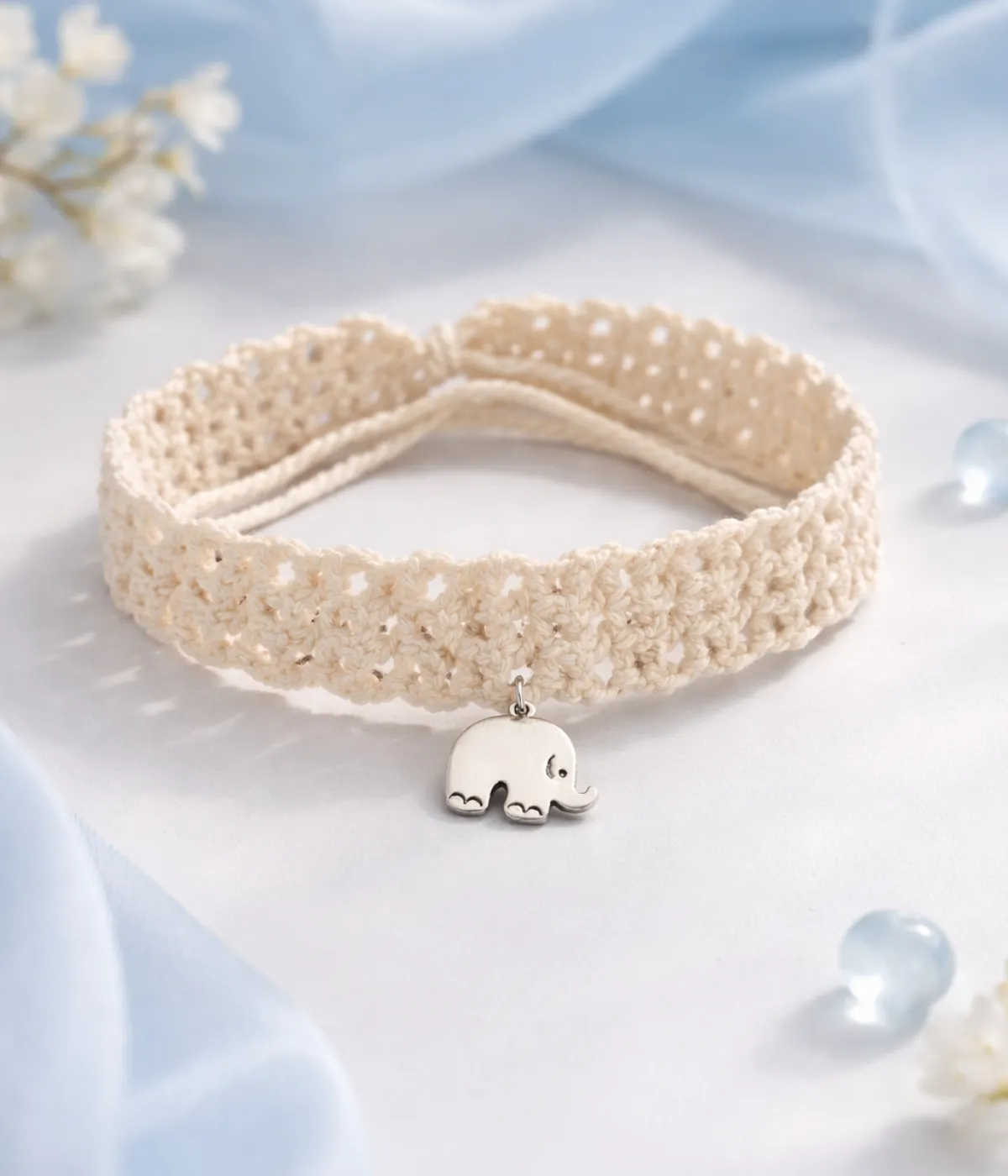 Handwoven Choker Necklace with Silver Charm for Women (A-75)