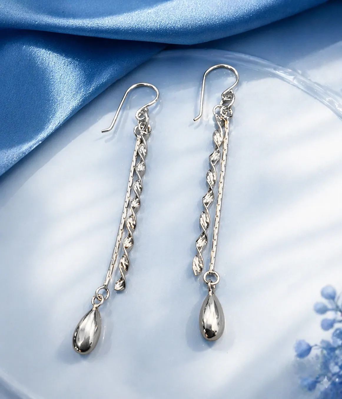 Silver Long Chain Tassel Dangle Earrings for Women – Minimal & Stylish (A-167)