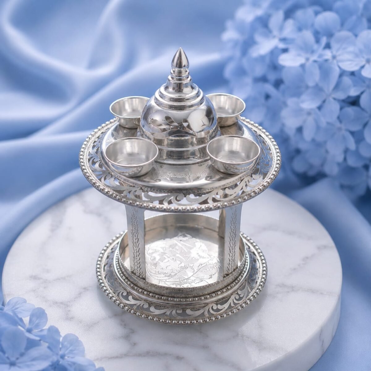 Elegant Silver Deep Mandir Hatri | Luxury Temple Decor (A-123) - Image 2