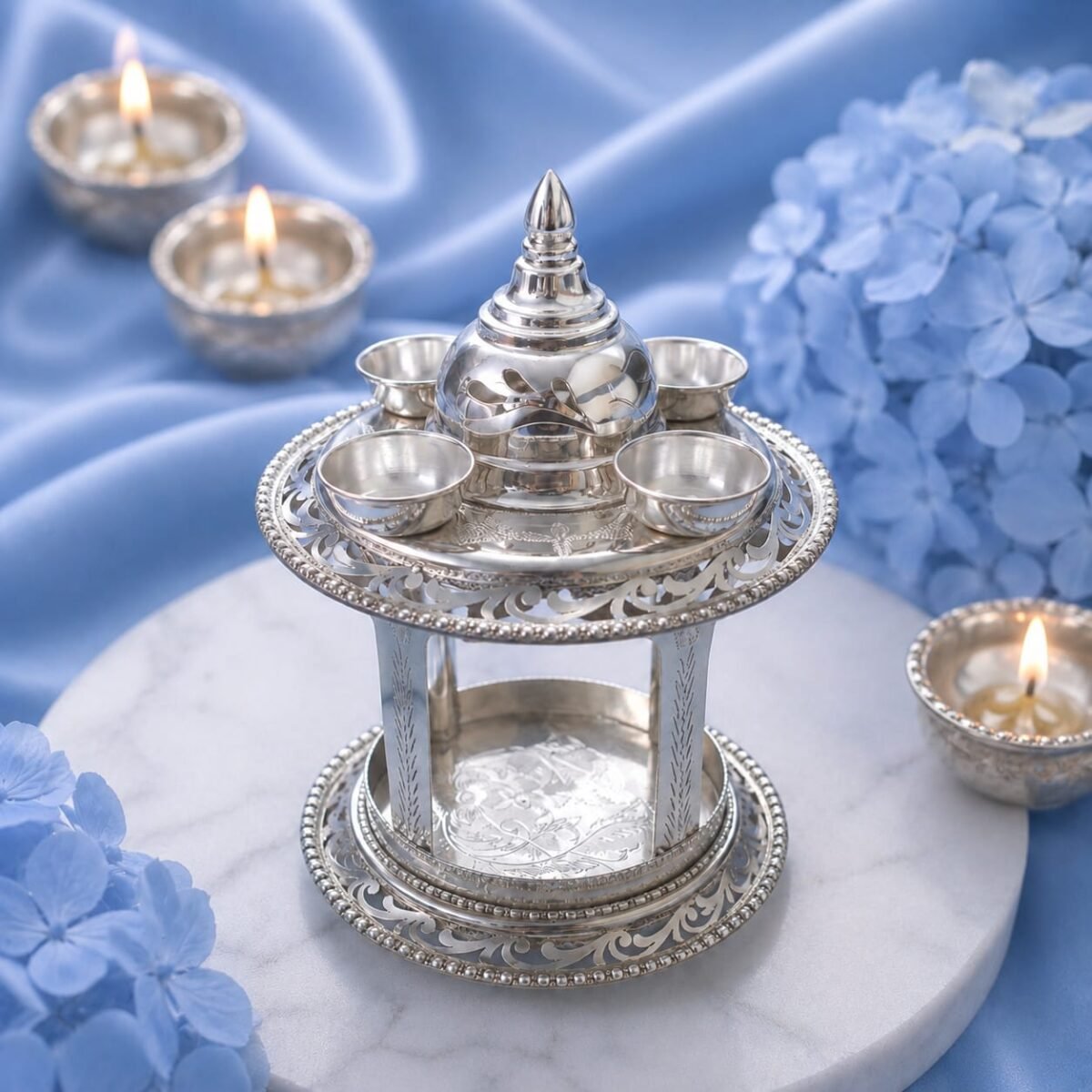 Elegant Silver Deep Mandir Hatri | Luxury Temple Decor (A-123) - Image 3