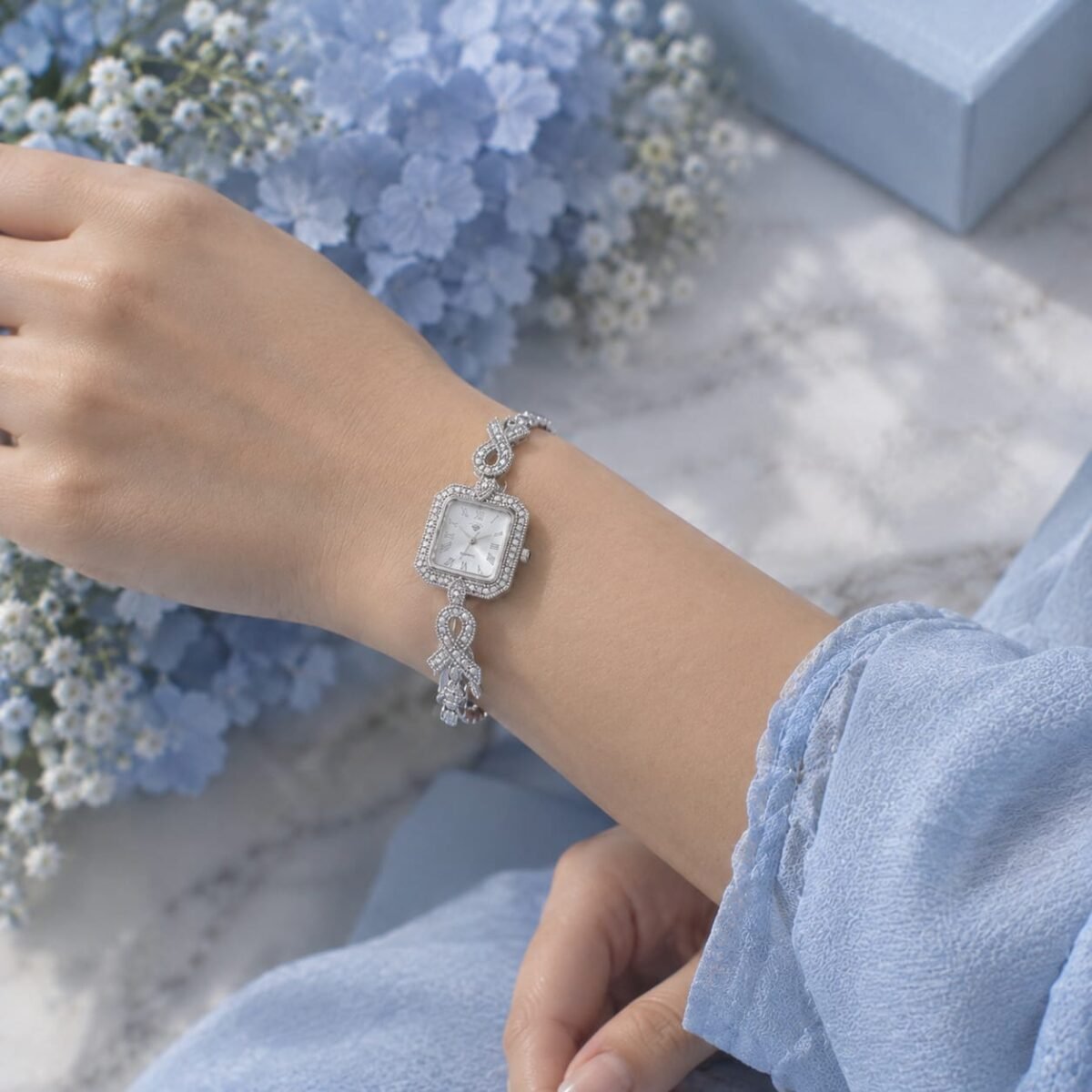 925 Sterling Silver Vintage-Inspired Adjustable Watch for Women | Oxidized Silver Bracelet Watch (A-269) - Image 2